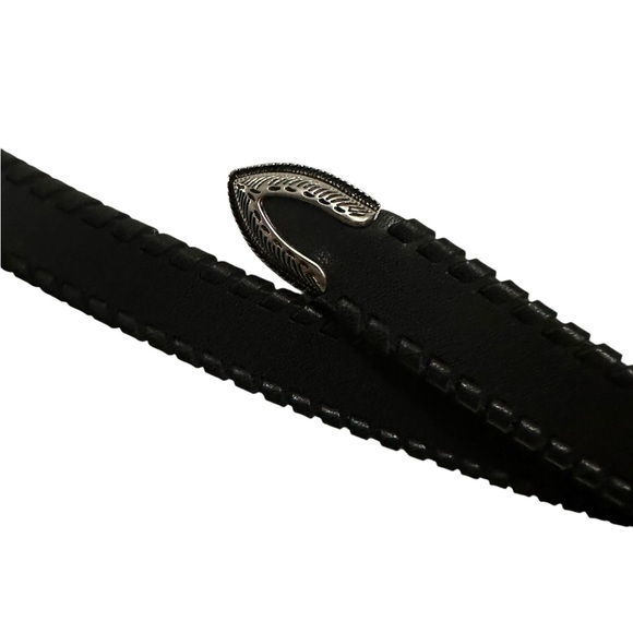 Rebecca Minkoff Skinny Leather Western Style Belt Black Braided Edge L main image 9